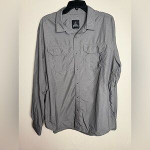 Prana Men Size XL Gray long sleeve button down‎ short lightweight